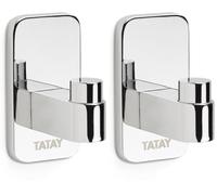 Tatay Colgador de baño Individual para la Toalla Slim, Gancho de Pared, en Acero Inoxidable, Doble Sistema de Fijación con Tornillos o Glu Fix. Medidas 3,5 x 4,5 x 6,5 cm (Paquete de 2)
