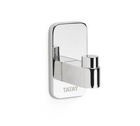 Tatay Colgador de Baño Sistema Glu Fix Instalación en Pared Gancho de Pared | Colgador Baño | Medidas 3,5x4,5x6,5 cm | Acero Inoxidable | Doble Sistema de Fijación | Fijación con Tornillos | Diseño Doble