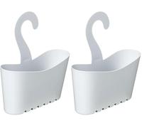 Tatay Colgador Ducha Multifuncional | Resiste Humedad | Fácil Montaje Sin Taladro | Polipropileno | Cesta Ducha Colgar Apilable | Fácil Drenaje y Limpieza | 25 x 9 x 28 cm - Blanco (Paquete de 2)