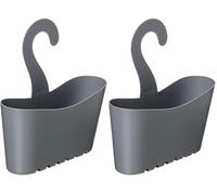 Tatay Colgador Ducha Multifuncional | Resiste Humedad | Fácil Montaje Sin Taladro | Polipropileno | Cesta Ducha Colgar Apilable | Fácil Drenaje y Limpieza | 25 x 9 x 28 cm - Gris (Paquete de 2)