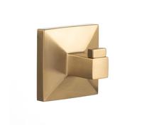 TATAY Colgador Soporte Toallas Baño Sin Taladro o con Taladro | Incluye Fijador Kit Glue&Fix (resiste hasta 5kg) y Tornillos | Acero Inoxidable | Moderno | 6 x 4,5 x 6 cm - Modelo Iconik - Oro