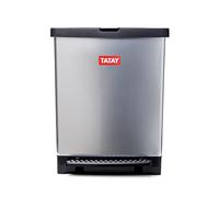 Plásticos Tatay SA Cubo de cocina Trend 25L para bolsas 30L con pedal, libre de BPA, gris metalizado