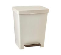 TATAY Cubo de Pedal Cubik ECOHOME, 21L de Capacidad, Pedal Retráctil, de Polipropileno, Libre de BPA, Bolsa Basura 30L, materiales 100% reciclados, Color Beige, Medidas 33,5 x 30 x 39 cm