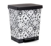TATAY Cubo de Basura Cocina con Pedal Cubik Deco 21L | Interior y Exterior | para Bolsas de 20L a 30L | Plástico Resistente Libre de BPA | 33,5x30x39 cm, Hidráulico