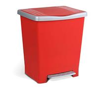Tatay Cubo de Pedal Millenium, 23L de Capacidad, Apertura a Pedal, de Polipropileno, Libre de BPA, Bolsa Basura 30L. Color Rojo, 33,5 x 30 x 39 cm