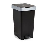 Tatay Cubo de Basura Cocina con Pedal Smart 25L | Diseño Compacto y Funcional | Uso Interior y Exterior | Compatible con Bolsas de 30L | Plástico Resistente Libre de BPA | 26x36x47cm, Negro