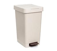 TATAY Cubo de Pedal Smart ECOHOME, 25L de Capacidad, Pedal Retráctil, de Polipropileno, Libre de BPA, Bolsa Basura 30L, material 100% reciclado, Beige Eco, Medidas 26 x 36 x 47cm