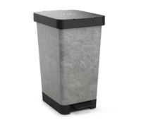 Tatay Cubo de Basura Cocina con Pedal Smart Deco 25L | Diseño Compacto y Funcional | Uso Interior y Exterior | Apto para Bolsas de 30L | Plástico Resistente Libre de BPA | 26x36x47cm, Piedra