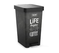 Tatay Cubo de Basura Cocina con Pedal Smart Deco 25L | Diseño Compacto y Funcional | Uso Interior y Exterior | Apto para Bolsas de 30L | Plástico Resistente Libre de BPA | 26x36x47cm, Pizarra