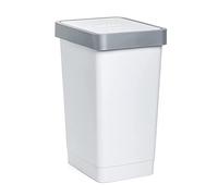 Tatay Cubo de Basura Cocina con Tapa Basculante Smart 25L | Diseño Compacto y Funcional | Uso Interior y Exterior | Apto para Bolsas de 30L | Plástico Resistente Libre de BPA | 26x34x47cm, Blanco