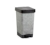 Tatay Cubo de Basura con Pedal Smart 25 L 26x36x47 cm Color Piedra - Papelera Cocina y Baño, Apertura Higiénica, Diseño Moderno y Resistente