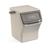 Tatay Cubo de Basura Diseño Apilable Diseño Modular Tapa con Sistema Click | Cubo Basura | Capacidad 20 L | Medidas 35x27x36 cm | Asa de Transporte Integrada | Hecho con Material Reciclado, Ecohome