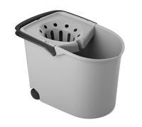 Tatay Cubo de Fregona con Ruedas, de PP, Libre de BPA, Escurridor por Presión, con Asas. Fabricado en España. Color Gris
