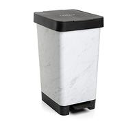 Tatay Cubo de Pedal Smart, 25L de Capacidad, Pedal Retráctil, Polipropileno, Libre de BPA, Bolsa Basura 30L. Color Mármol. Medidas 26 x 36 x 47cm