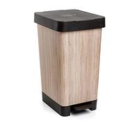 Tatay Cubo de Pedal Smart, 25L de Capacidad, Pedal Retráctil, Polipropileno, Libre de BPA, Bolsa Basura 30L. Color Madera. 26 x 36 x 47cm, Mediano