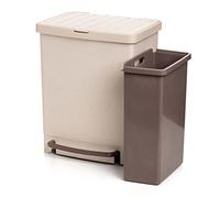 Tatay Cubo de Reciclaje 25L con Pedal | 2 Compartimentos (17L + 8L) | Uso Interior y Exterior | Apto para Bolsas de 30L | Plástico 100% Reciclado Libre de BPA | 33,5x31x42 cm, Ecohome