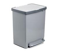 TATAY Cubo de Pedal Reciclaje, 25L de Capacidad (con Separador 17L + 8L), Extraíble, Polipropileno Libre BPA, Color Gris