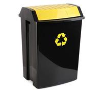 Tatay Cubo de Reciclaje, 50 L de Capacidad, Tapa Basculante, Polipropileno, Libre de BPA, Anti UVA, Color Amarillo, Medidas 40.5 x 33.5 x 57.5 cm