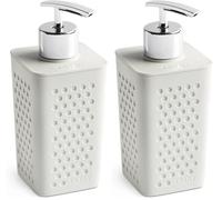 TATAY Dispensador para el jabón Bohol, de Polipropileno, Libre de BPA, Plástico 100% Reciclado, Blanco. Medidas: 7 x 6,5 x 16 cm (Paquete de 2)
