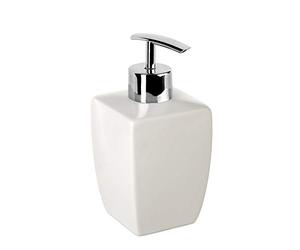 TATAY Dosificador de Jabón Thai Cerámica Resistente Sobremesa | Dosificador Jabón | Medidas 7,5x7,5x15 cm | Cerámica Resistente | Colección Sobremesa | Accesorio Funcional para Baño, Blanco