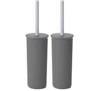 TATAY Escobilla WC | Diseño Compacto y Funcional | Escobillas de Baño de Plástico Libre de BPA | Fabricada en España | 9.5 x 9.5 x 39.5 cm - Colección Baobab - Gris Antracita (Paquete de 2)