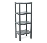 Tatay Estanteria Baño de 4 Alturas | Resistencia a la Humedad | Incluye Fijación con Tornillos y Compatible con Sistema Quick Fix | Ideal Interior y Exterior | Peso hasta 40kg - Modelo Lombok - Gris