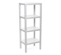 Tatay Estanteria Baño de 4 Alturas |Resistencia a la Humedad | Incluye Fijación con Tornillos y Compatible con Sistema Quick Fix | Ideal Interior y Exterior | Peso hasta 40kg - Modelo Lombok - Blanco