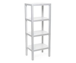 Tatay Estanteria Baño de 4 Alturas |Resistencia a la Humedad | Incluye Fijación con Tornillos y Compatible con Sistema Quick Fix | Ideal Interior y Exterior | Peso hasta 40kg - Modelo Lombok - Blanco
