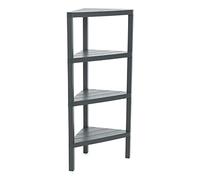 TATAY Estanteria Baño Rinconera 4 Alturas | Resistente a Humedad | Incluye Fijación con Tornillos y Compatible Sistema Quick Fix | Ideal Interior y Exterior | Peso hasta 32kg - Modelo Lombok - Gris