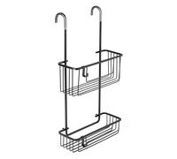 Tatay Estanteria Ducha Colgar Mampara Aluminio | Resiste Humedad y Corrosión | Soporta 16 kg | Fácil Montaje Sin Taladro | Diseño Moderno | Drenaje Eficiente | 28 x 15,5 x 56 cm - Negro