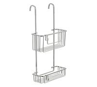 Tatay, Estante de Mampara de 2 Alturas con Colgador Aluminium, 100% Inoxidable, de Aluminio Anodizado, Diseño Moderno, 10 Años de Medidas 28 x 12 x 56 cm