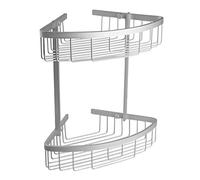 TATAY Estanteria Ducha Esquina Aluminio 2 Alturas | Incluye Tornillos | Compatible Sistema Sin Taladro (Quick Fix) | Resiste Humedad y Corrosión | Moderno | Fácil Drenaje | 22 x 22 x 32cm - Modelo Ice