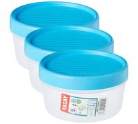 Tatay Fiambrera de Alimentos, Hermética, 0.5L de Capacidad, Tapa de Rosca, Libre de BPA, Apto Microondas y Lavavajillas, Color Azul. Medidas: 12 x 12 x 6,6 cm (Paquete de 3)