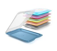 TATAY - Juego de 6 contenedores para embutidos y alimentos frescos, de colores surtidos (azul, naranja, verde y rosa), dimensiones de 17 x 3,2 x 25,2 cm
