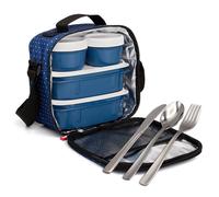Tatay Kit Bolsa Térmica Porta Alimentos Urban Food Y Juego De Cubiertos. Dots Azul