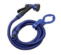 Tatay Kit Manguera Extensible Superflex de 7.5 m, Ligera, Pistola de Riego de 8 Posiciones, Conector Universal, Racor Grifo Hembra 3/4"-1/2" y Colgador de grifo, Azul