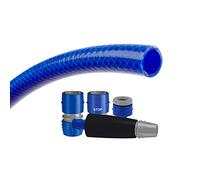 TATAY Kit Manguera Jardín 25 m Ø5/8" 15mm Anti-UV Libre de BPA Blue Line 25 | Kit Manguera | Resiste 28 Bares | Rango +60°/-20° | Refuerzo Trenzado | Sin Cadmio/Plomo | 3 Capas | Metros Ø5/8" 15mm, Azul