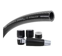 TATAY Kit Manguera Jardín Premium 20 m Ø5/8" 15mm Anti-UV Hecho en España | Kit Manguera | Resiste 39 Bares | Rango +60°/-20° | Sin Cadmio/Plomo | Sin BPA | 4 Capas | Y +60°/-20° Tricotado, Negro