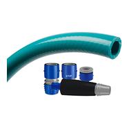 TATAY Kit Manguera Jardín Top Flex 20 m Ø5/8" 15mm Anti-UV Hecho en España | Kit Manguera Jardín | Resiste 30 Bares | Rango +60°/-20° | Refuerzo Trenzado | Sin Cadmio/Plomo | Sin BPA | 3 Capas, Verde