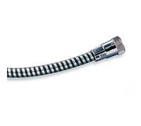 TATAY Manguera de Ducha Loop Reforzado, 2M, Flexo de PVC, Rosca Universal G 1/2", Negro Cromado