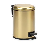 Tatay Papelera Baño con Pedal de Acero Inoxidable, 3L de Capacidad, Interior Extraíble, Cierre con Caída Amortiguada, Libre de BPA, Color Gold, Medidas 17.5 x 22.5 x 25 cm