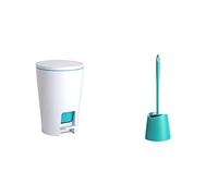 Tatay Papelera Baño Con Pedal Diabolo, 5L De Capacidad, Medidas 19 X 21 X 28.2 Cm + Escobilla De Baño Wc Estandar, De Polipropileno, Color Turquesa, Medidas 12 X 12 X 38 Cm