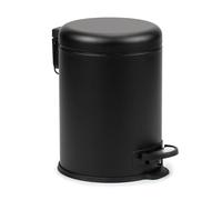 TATAY Papelera Baño con Pedal de Acero Inoxidable, 5L de Capacidad, Interior Extraíble, Cierre con Caída Amortiguada, Libre de BPA, Color Negro, Medidas 29 x 22 x 27 cm