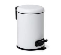 TATAY Papelera Baño con Pedal de Acero Inoxidable, 3L de Capacidad, Interior Extraíble, Cierre con Caída Amortiguada, Libre de BPA, Color Blanco, Medidas 17.5 x 22.5 x 25 cm