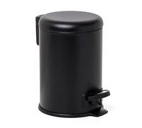 TATAY Papelera baño con pedal – Nordic – 3L, interior extraíble, cierre amortiguado – Negro