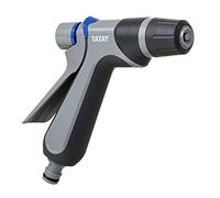 TATAY Pistola de Riego Premium Fácil Instalación Diseño Universal | Pistola Riego | 2 Posiciones de Riego | 2 Posiciones Regulador | Pistola para Manguera | Conector Universal, Gris + Negro