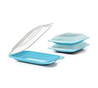 TATAY Porta Embutidos Fresh 12x3,1x18 cm Tapa Extraíble Diseño Apilable | Porta Embutidos | Set de 3 Mini | Lavavajillas, Microondas, Nevera y Congelador | Sin BPA | Tupper Embutido Nevera, Azul