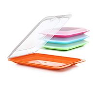 TATAY Porta Embutidos Fresh 17x3,2x25,2 cm Diseño Apilable Libre de BPA | Porta Embutidos | Set de 4 Piezas | Lavavajillas, Microondas, Nevera y Congelador | Tapa Extraíble | Tupper Embutido Nevera