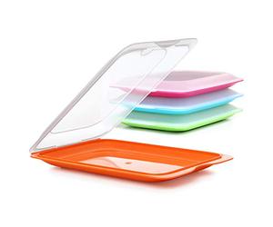 TATAY Porta Embutidos Fresh 17x3,2x25,2 cm Diseño Apilable Libre de BPA | Porta Embutidos | Set de 4 Piezas | Lavavajillas, Microondas, Nevera y Congelador | Tapa Extraíble | Tupper Embutido Nevera