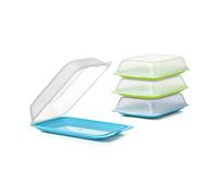 Tatay Porta Embutidos Fresh Lavavajillas, Microondas, Nevera y Congelador | Porta Embutidos | Set de 4 Maxi | Medidas 17x6,2x25,2 cm | Tapa Extraíble | Diseño Apilable | Sin BPA, Azul y Lima